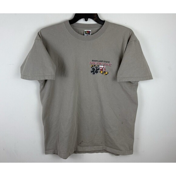 Vintage Y2K Maryland State Medvac Graphic T-Shirt / Beige / Size XL - Picture 3 of 7